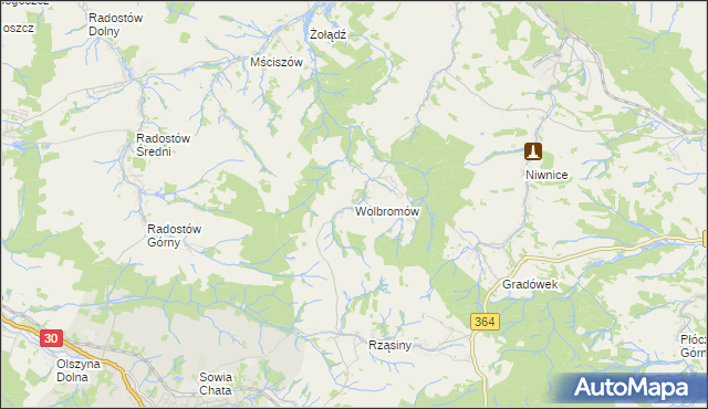 mapa Wolbromów, Wolbromów na mapie Targeo