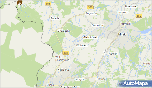 mapa Wolimierz, Wolimierz na mapie Targeo