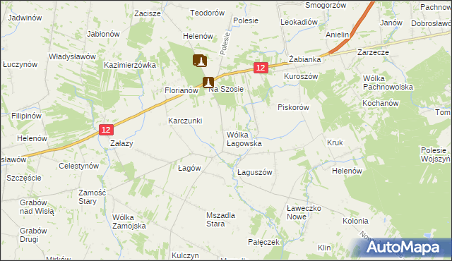 mapa Wólka Łagowska, Wólka Łagowska na mapie Targeo