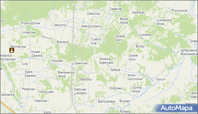 mapa Wolska Dąbrowa, Wolska Dąbrowa na mapie Targeo