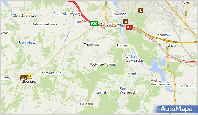 mapa Wołyńce gmina Siedlce, Wołyńce gmina Siedlce na mapie Targeo