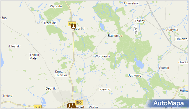 mapa Worpławki, Worpławki na mapie Targeo
