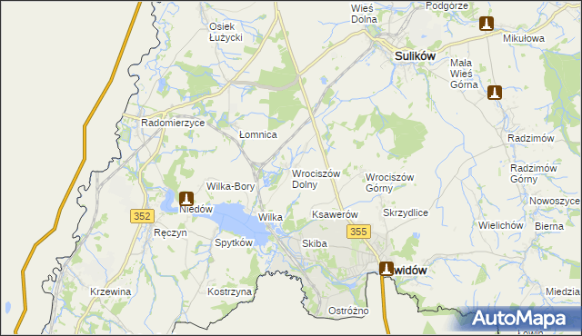 mapa Wrociszów Dolny, Wrociszów Dolny na mapie Targeo
