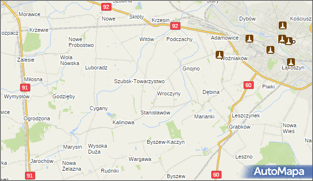 mapa Wroczyny, Wroczyny na mapie Targeo