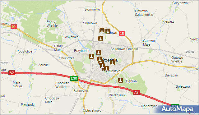 mapa Wrześni, Września na mapie Targeo