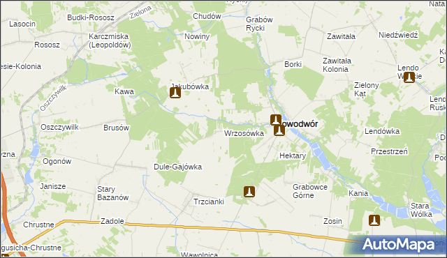 mapa Wrzosówka gmina Nowodwór, Wrzosówka gmina Nowodwór na mapie Targeo