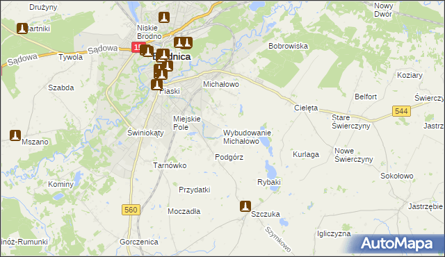 mapa Wybudowanie Michałowo, Wybudowanie Michałowo na mapie Targeo