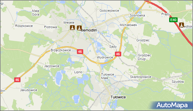 mapa Wydrowice gmina Niemodlin, Wydrowice gmina Niemodlin na mapie Targeo