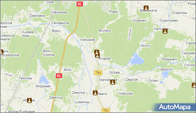 mapa Wygoda gmina Gidle, Wygoda gmina Gidle na mapie Targeo