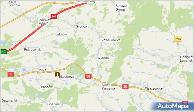 mapa Wyręba gmina Siekierczyn, Wyręba gmina Siekierczyn na mapie Targeo