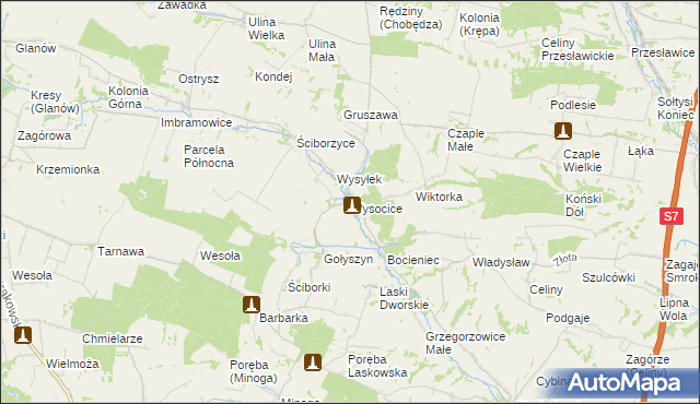 mapa Wysocice, Wysocice na mapie Targeo