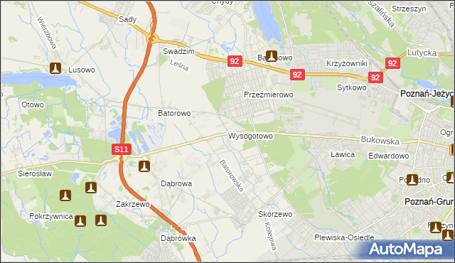 mapa Wysogotowo, Wysogotowo na mapie Targeo