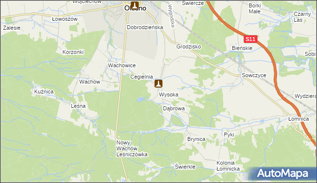 mapa Wysoka gmina Olesno, Wysoka gmina Olesno na mapie Targeo