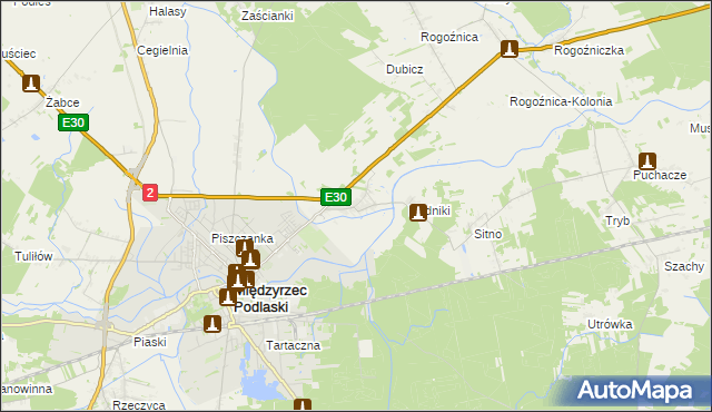 mapa Wysokie gmina Międzyrzec Podlaski, Wysokie gmina Międzyrzec Podlaski na mapie Targeo
