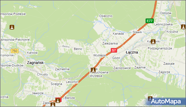 mapa Występa, Występa na mapie Targeo