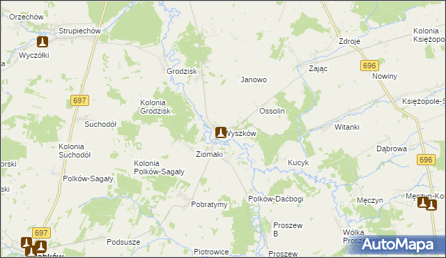 mapa Wyszków gmina Liw, Wyszków gmina Liw na mapie Targeo