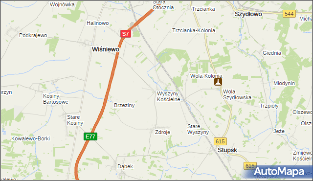 mapa Wyszyny Kościelne, Wyszyny Kościelne na mapie Targeo