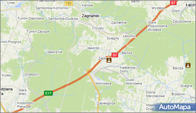 mapa Zabłocie gmina Zagnańsk, Zabłocie gmina Zagnańsk na mapie Targeo