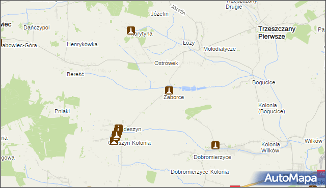 mapa Zaborce gmina Trzeszczany, Zaborce gmina Trzeszczany na mapie Targeo