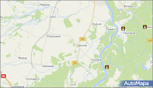 mapa Zaborów gmina Ścinawa, Zaborów gmina Ścinawa na mapie Targeo