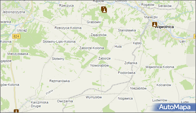 mapa Zaborze gmina Karczmiska, Zaborze gmina Karczmiska na mapie Targeo