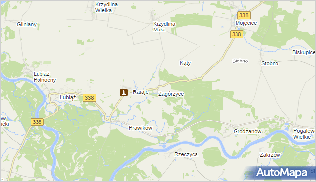 mapa Zagórzyce gmina Wołów, Zagórzyce gmina Wołów na mapie Targeo