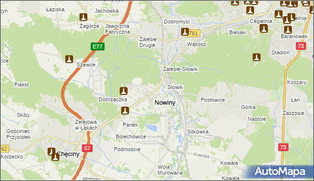 mapa Zagrody gmina Sitkówka-Nowiny, Zagrody gmina Sitkówka-Nowiny na mapie Targeo