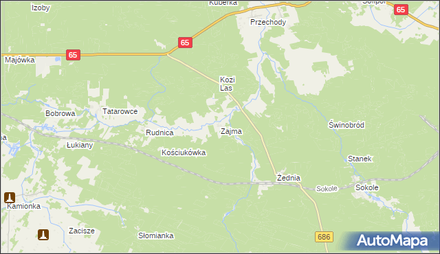 mapa Zajma, Zajma na mapie Targeo