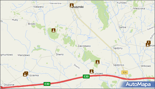 mapa Zakrzewko gmina Duszniki, Zakrzewko gmina Duszniki na mapie Targeo
