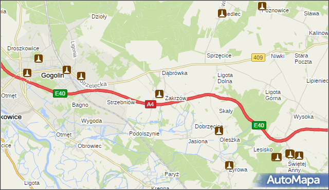mapa Zakrzów gmina Gogolin, Zakrzów gmina Gogolin na mapie Targeo