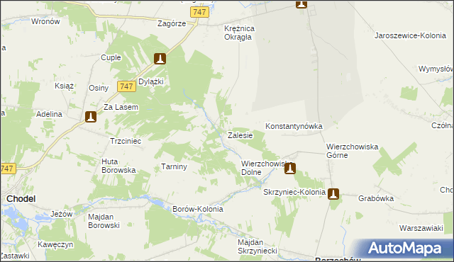 mapa Zalesie gmina Bełżyce, Zalesie gmina Bełżyce na mapie Targeo