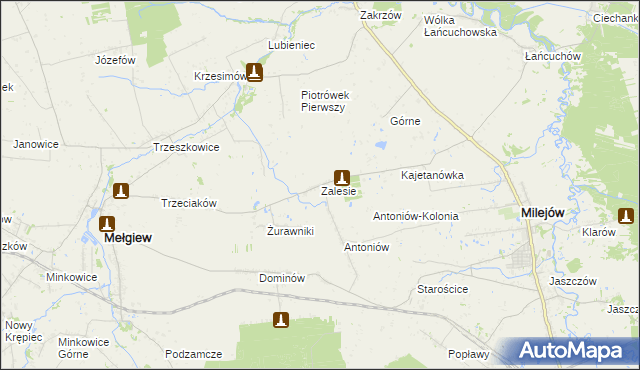 mapa Zalesie gmina Milejów, Zalesie gmina Milejów na mapie Targeo