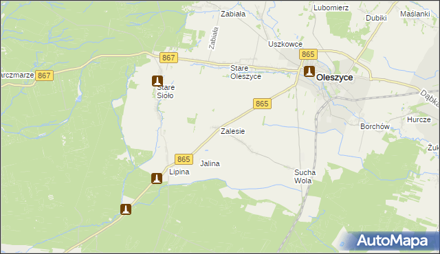 mapa Zalesie gmina Oleszyce, Zalesie gmina Oleszyce na mapie Targeo