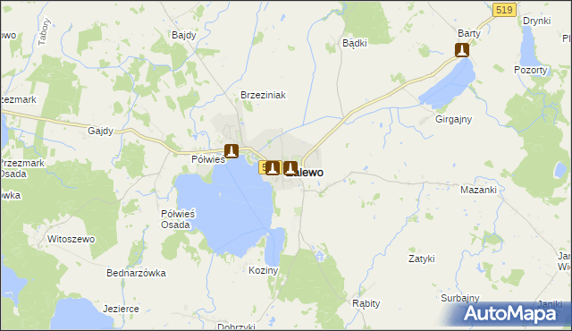 mapa Zalewo powiat iławski, Zalewo powiat iławski na mapie Targeo