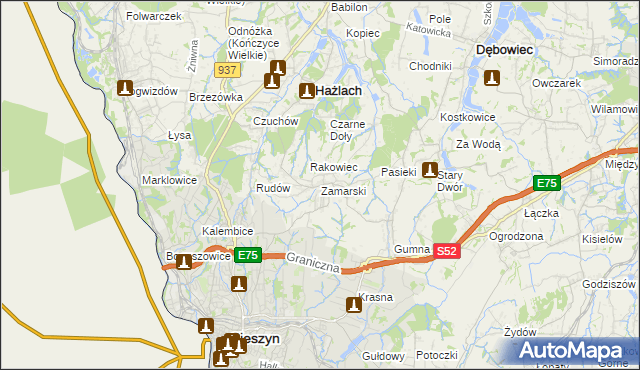 mapa Zamarski, Zamarski na mapie Targeo