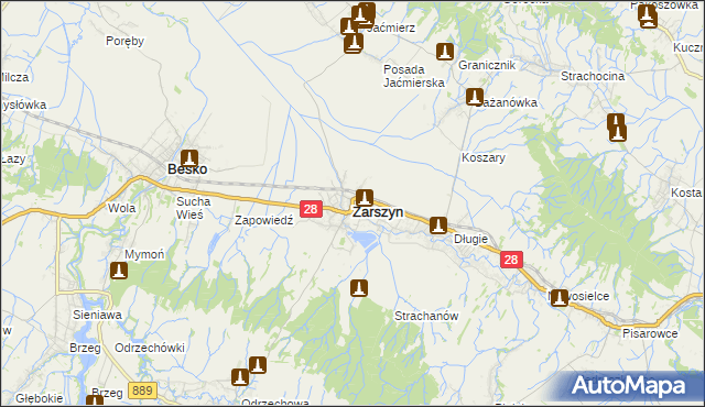 mapa Zarszyn, Zarszyn na mapie Targeo