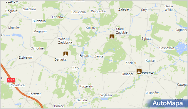 mapa Zaryte, Zaryte na mapie Targeo