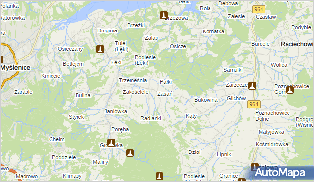 mapa Zasań, Zasań na mapie Targeo