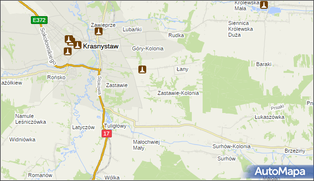 mapa Zastawie-Kolonia, Zastawie-Kolonia na mapie Targeo