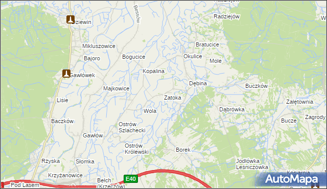 mapa Zatoka gmina Bochnia, Zatoka gmina Bochnia na mapie Targeo