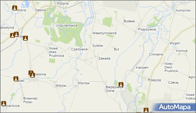 mapa Zawada gmina Głogówek, Zawada gmina Głogówek na mapie Targeo
