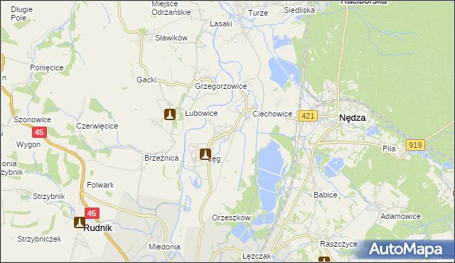 mapa Zawada Książęca, Zawada Książęca na mapie Targeo