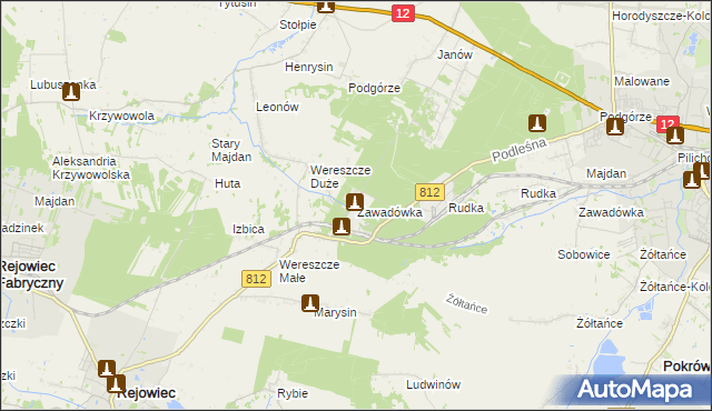 mapa Zawadówka gmina Rejowiec, Zawadówka gmina Rejowiec na mapie Targeo