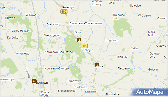 mapa Zbójno gmina Gozdowo, Zbójno gmina Gozdowo na mapie Targeo