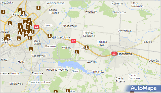 mapa Zduny gmina Opatówek, Zduny gmina Opatówek na mapie Targeo