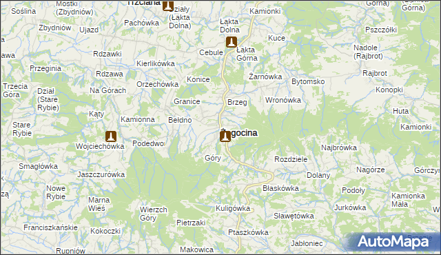 mapa Żegocina, Żegocina na mapie Targeo