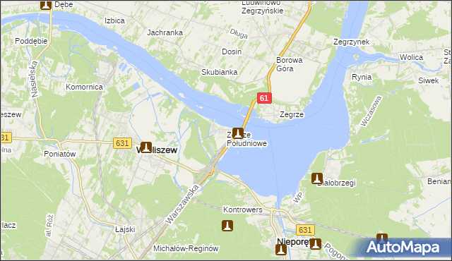 mapa Zegrze Południowe, Zegrze Południowe na mapie Targeo