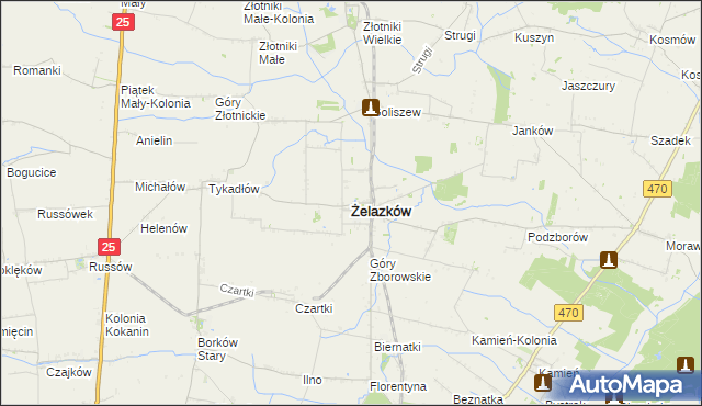 mapa Żelazków powiat kaliski, Żelazków powiat kaliski na mapie Targeo