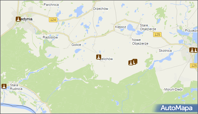 mapa Żelichów gmina Cedynia, Żelichów gmina Cedynia na mapie Targeo