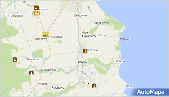 mapa Żelistrzewo, Żelistrzewo na mapie Targeo